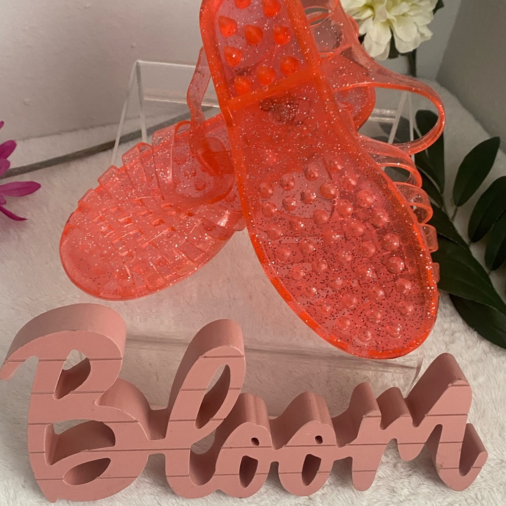 Retro Women's jelly Glitter Sandals - Orange - Picture 1 of 7